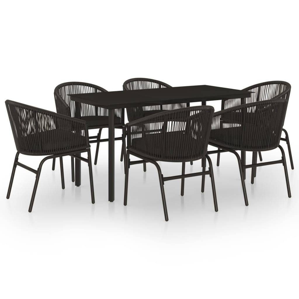 Salon de Jardin 6P 140cm Rotin PVC avec Coussins Inclus Noir – ComfortXL Outdoor Living - Image 2