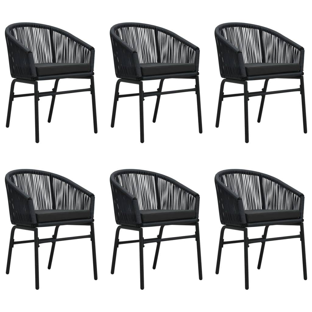 Salon de Jardin 6P 140cm Rotin PVC avec Coussins Inclus Noir – ComfortXL Outdoor Living - Image 3