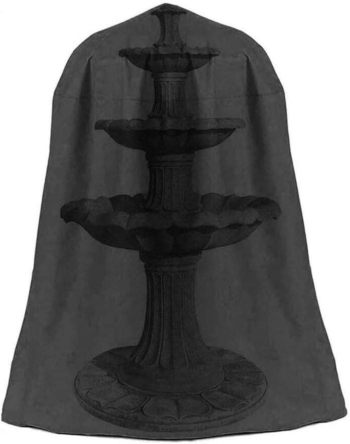 IntiMeg - Housse de protection imperméable pour fontaine de jardin, noire, diamètre 102 x hauteur 127 cm, tissu Oxford 210D, protection hivernale IntiMeg - Image 1
