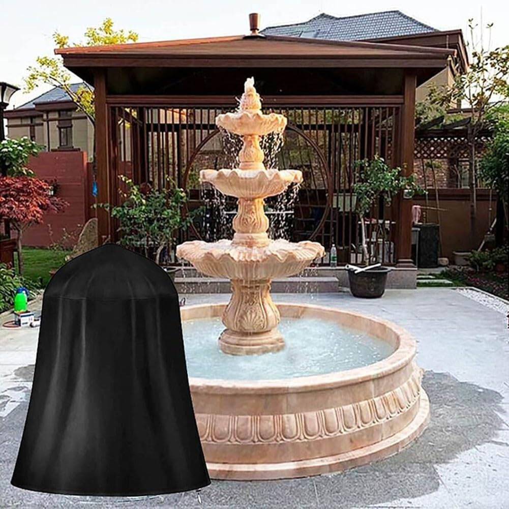 IntiMeg - Housse de protection imperméable pour fontaine de jardin, noire, diamètre 102 x hauteur 127 cm, tissu Oxford 210D, protection hivernale IntiMeg - Image 5