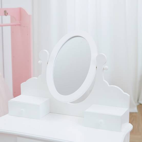 Coiffeuse de jeu moyenne avec tabouret en bois, blanche Teamson Kids - Image 10