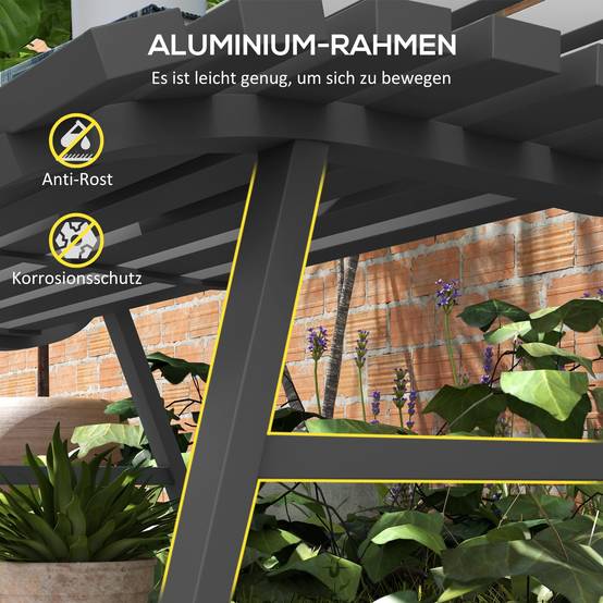 Banc de parc biplace en aluminium gris dimensions 123x67x79cm avec dossier pour balcon terrasse et jardin - Image 5