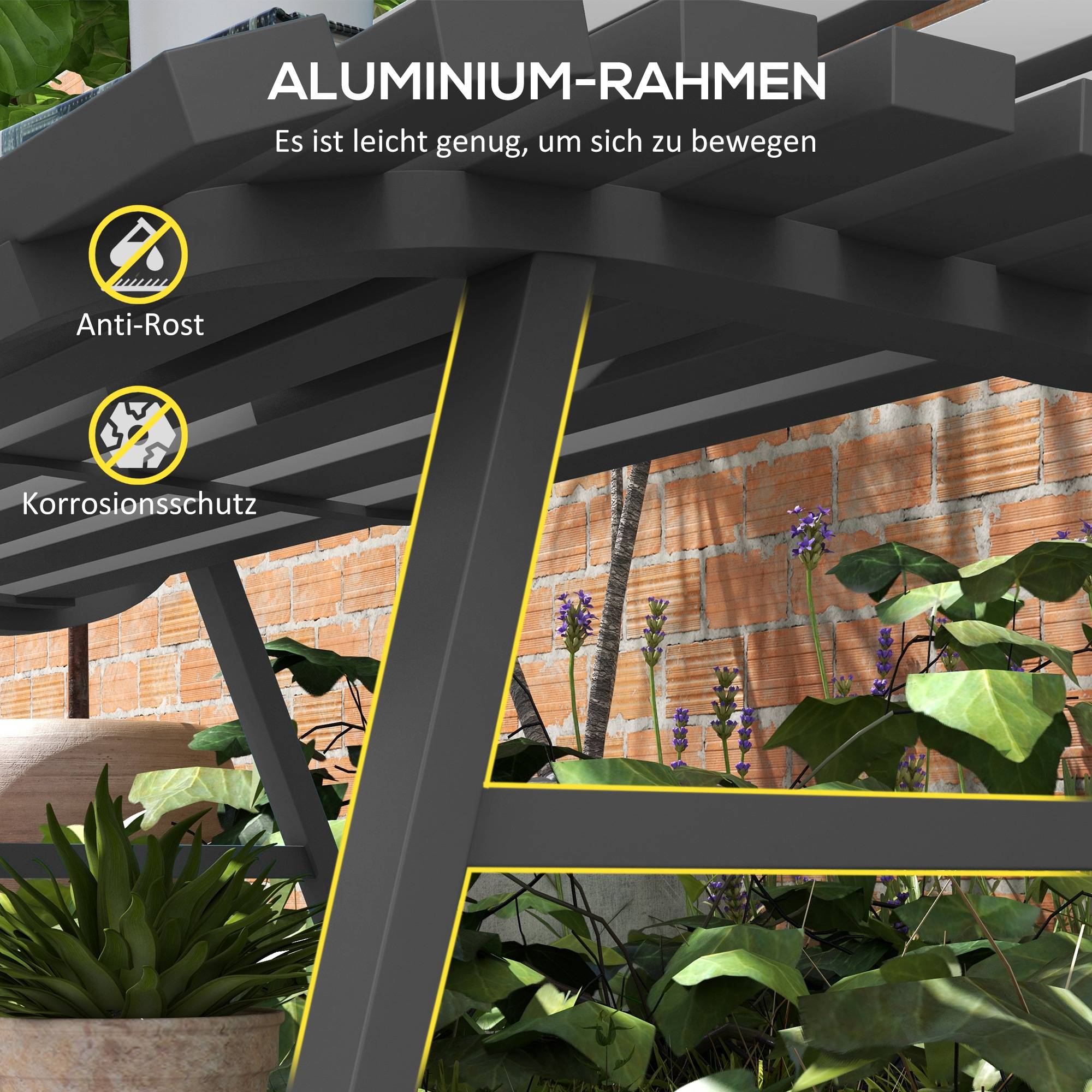 Banc de parc biplace en aluminium gris dimensions 123x67x79cm avec dossier pour balcon terrasse et jardin - Image 5