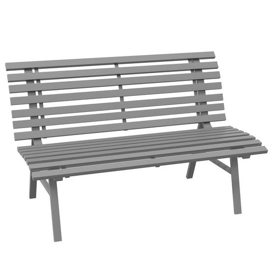 Banc de parc biplace en aluminium gris dimensions 123x67x79cm avec dossier pour balcon terrasse et jardin - Image 1