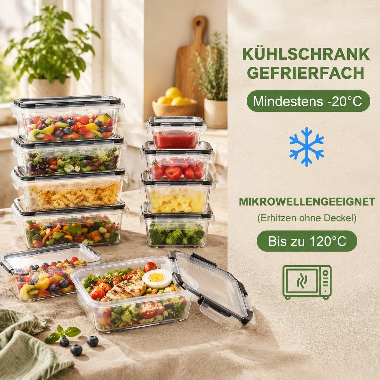 Lot de 40 Boîtes de Conservation Alimentaire avec Couvercles - Image 3