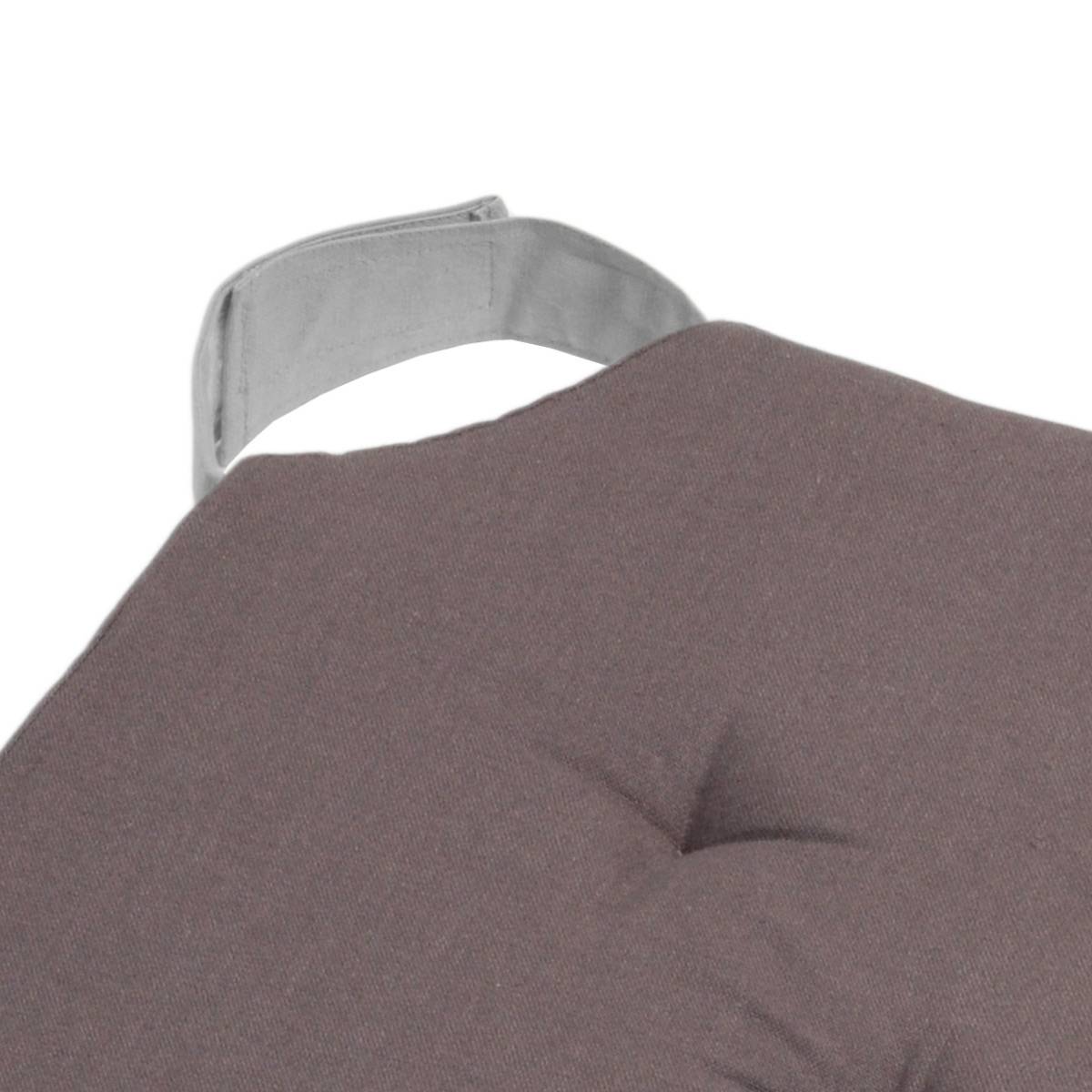 Lovely Casa - Galette de chaise à velcro - LOVELY CASA - Coton - Gris Perle - Image 3