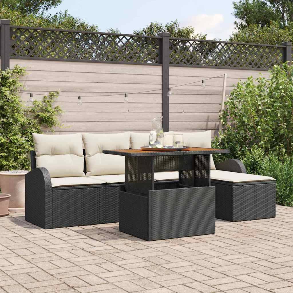 ComfortXL - Salon de Jardin 4 Places 6 pcs Poly Rotin avec Rangement et Repose-pieds Noir – ComfortXL Outdoor Living - Image 1