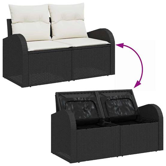 ComfortXL - Salon de Jardin 4 Places 6 pcs Poly Rotin avec Rangement et Repose-pieds Noir – ComfortXL Outdoor Living - Image 3