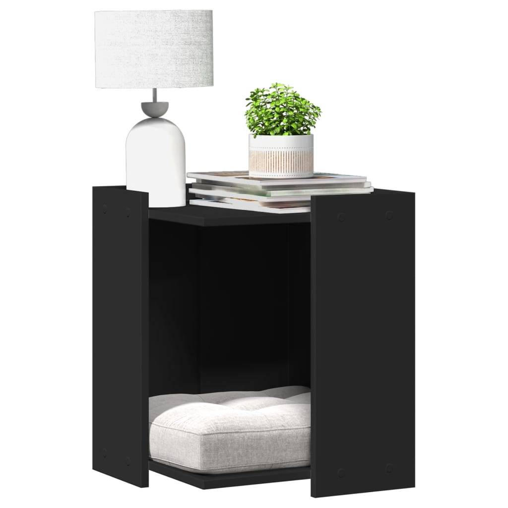 Meuble cache litière pour chat en bois d'ingénierie multifonction Noir – ComfortXL Pet Living - Image 1