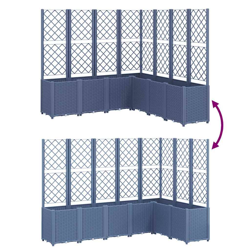 Jardinière modulable avec treillis PP pour plantes grimpantes Jardin Bleu Gris 160x160cm – ComfortXL Outdoor Living - Image 4