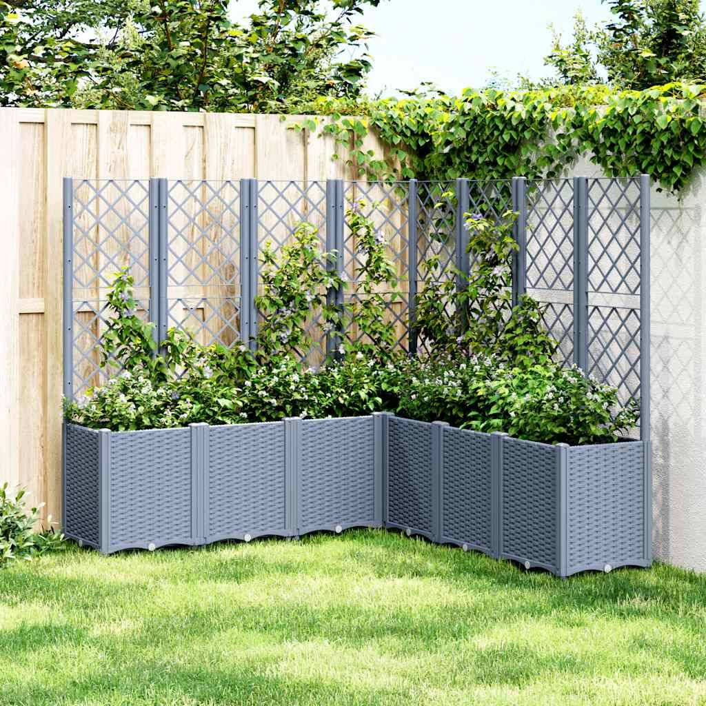 Jardinière modulable avec treillis PP pour plantes grimpantes Jardin Bleu Gris 160x160cm – ComfortXL Outdoor Living - Image 1