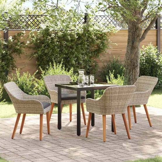 Ensemble Table et Chaises de Jardin 5 Pièces pour 4 Personnes Gris Clair – ComfortXL Outdoor Living - Image 1