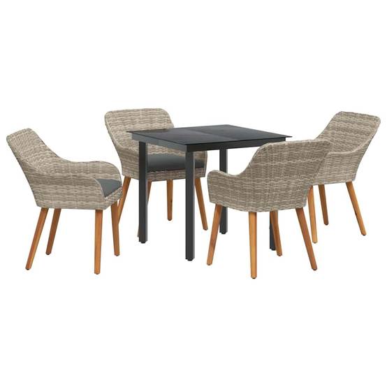 Ensemble Table et Chaises de Jardin 5 Pièces pour 4 Personnes Gris Clair – ComfortXL Outdoor Living - Image 2