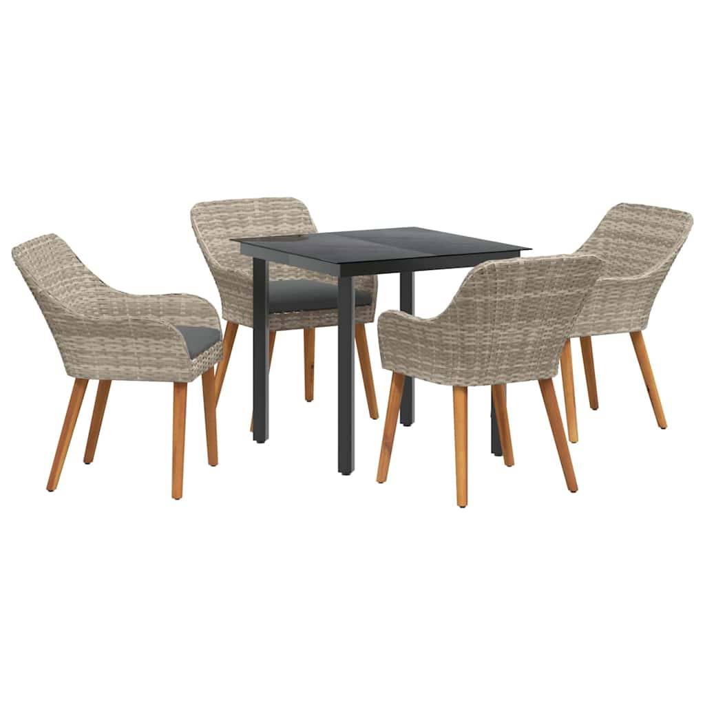 Ensemble Table et Chaises de Jardin 5 Pièces pour 4 Personnes Gris Clair – ComfortXL Outdoor Living - Image 2