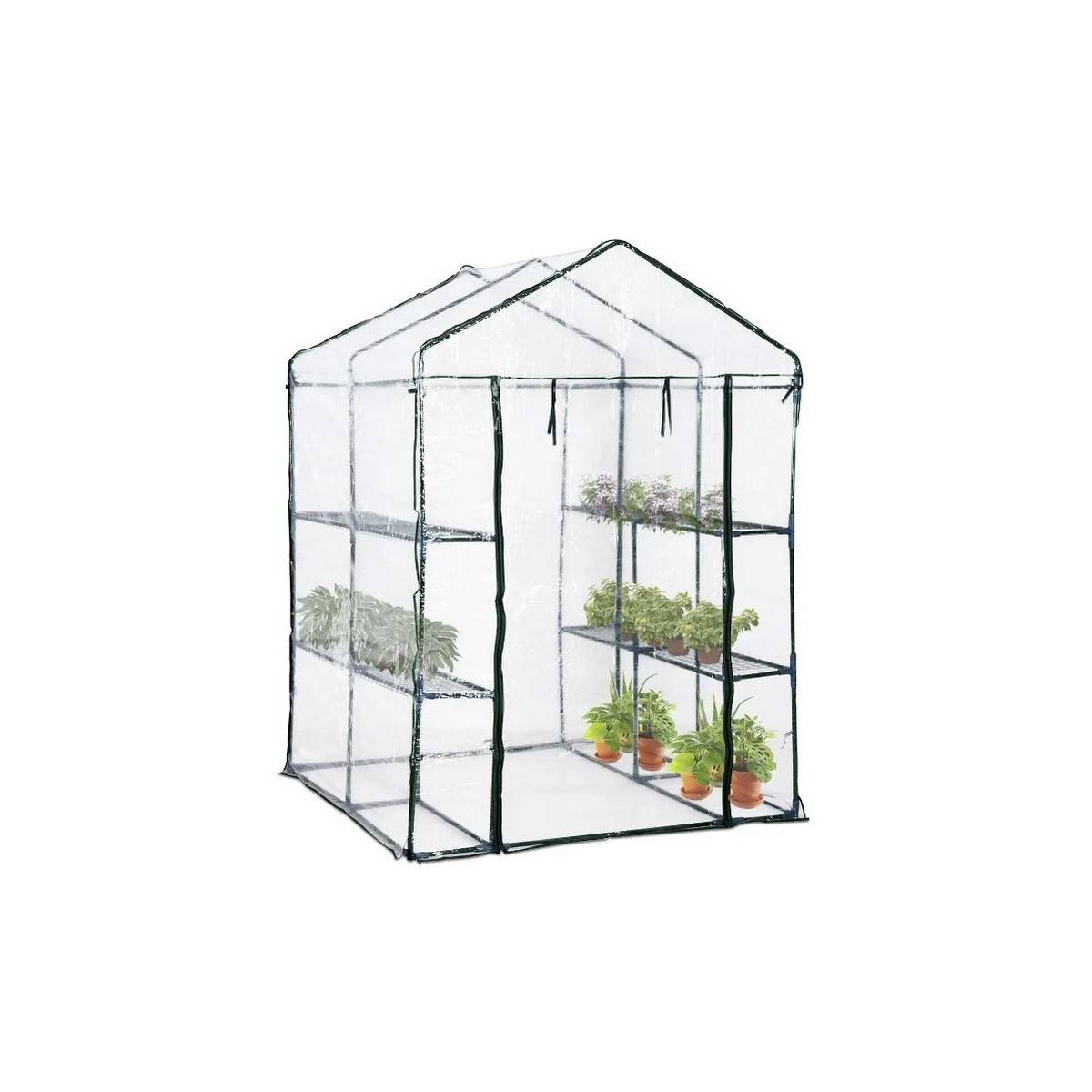 Serre de jardin 4 étagères 143 x 143 x H195cm Bache serre PVC Cadre Acier Legumes plantes Fleurs BRIXO - Image 3