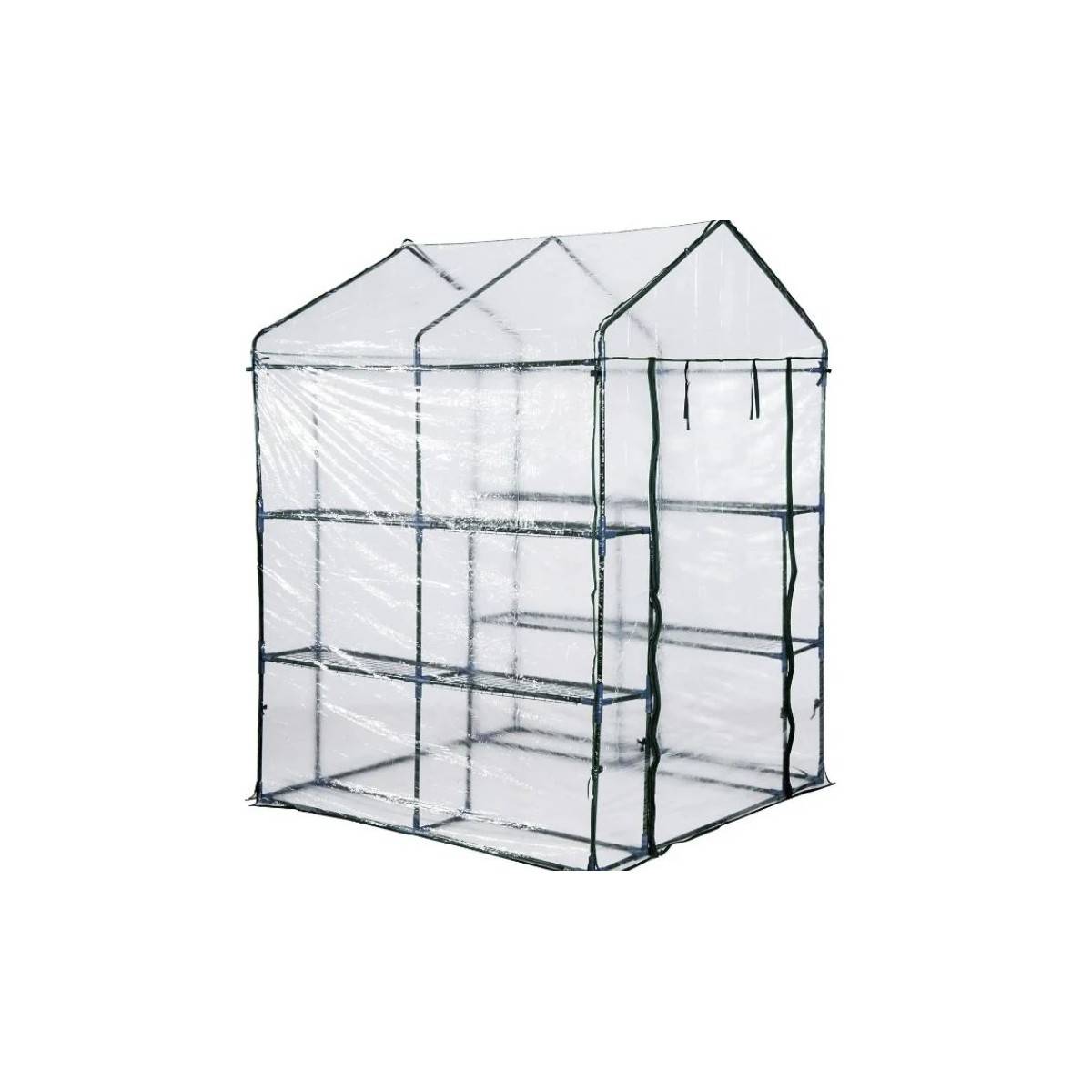 Serre de jardin 4 étagères 143 x 143 x H195cm Bache serre PVC Cadre Acier Legumes plantes Fleurs BRIXO - Image 7