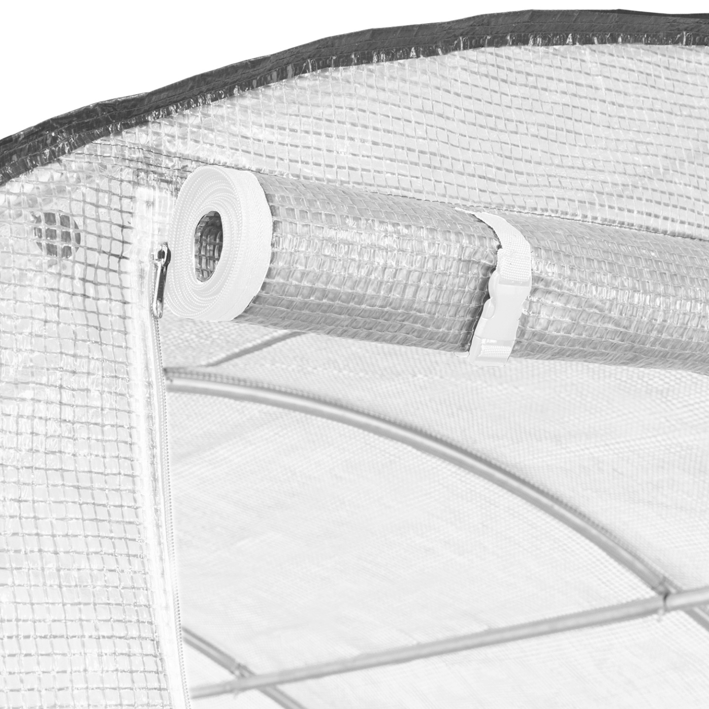 Serre tunnel de jardin 18M² blanche relevable avec moustiquaire - Image 5