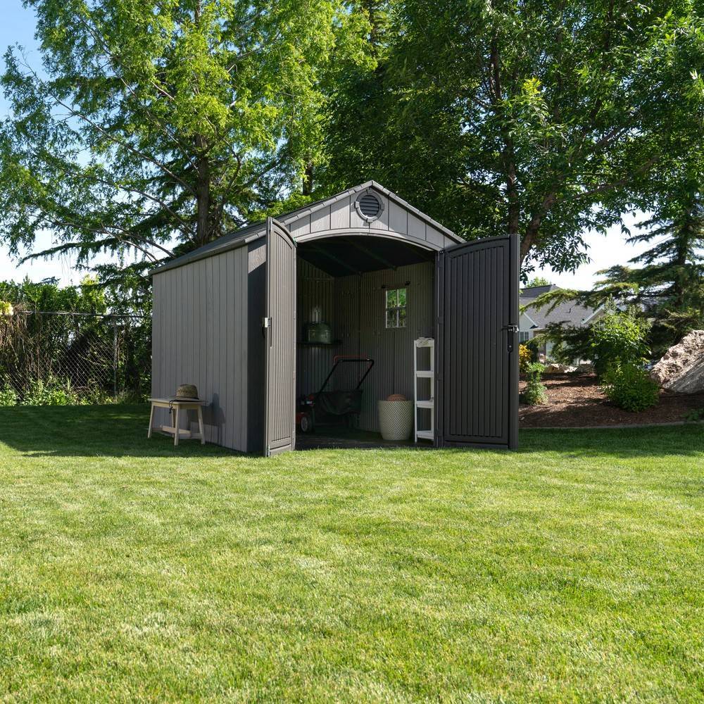 Habrita - Abri résine PEHD 7,44m2 - imitation bois - plancher - toit 2 pentes Habrita