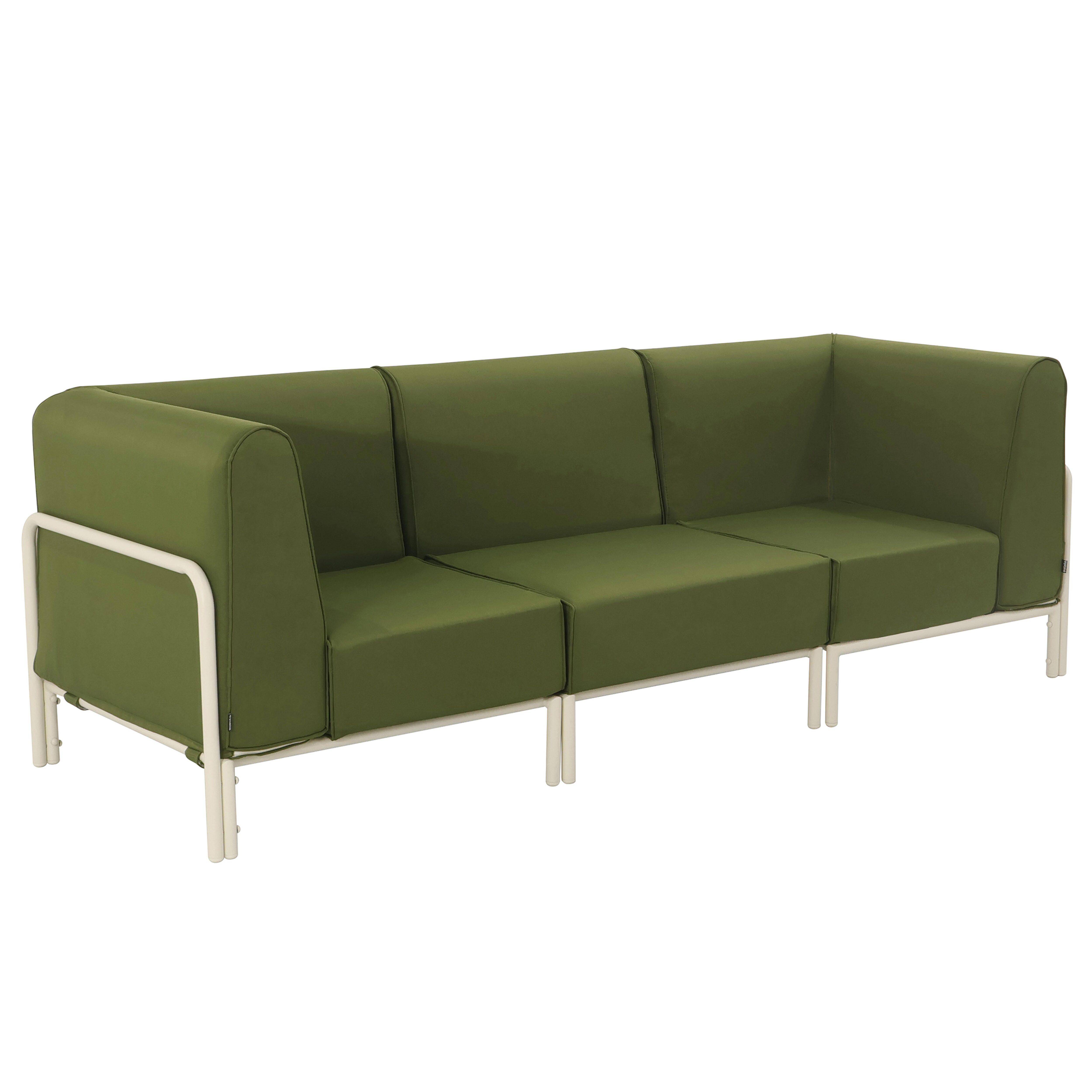 Oviala - Salon de jardin bas modulable uni 3 places vert kaki Patio - Oviala - Image 1