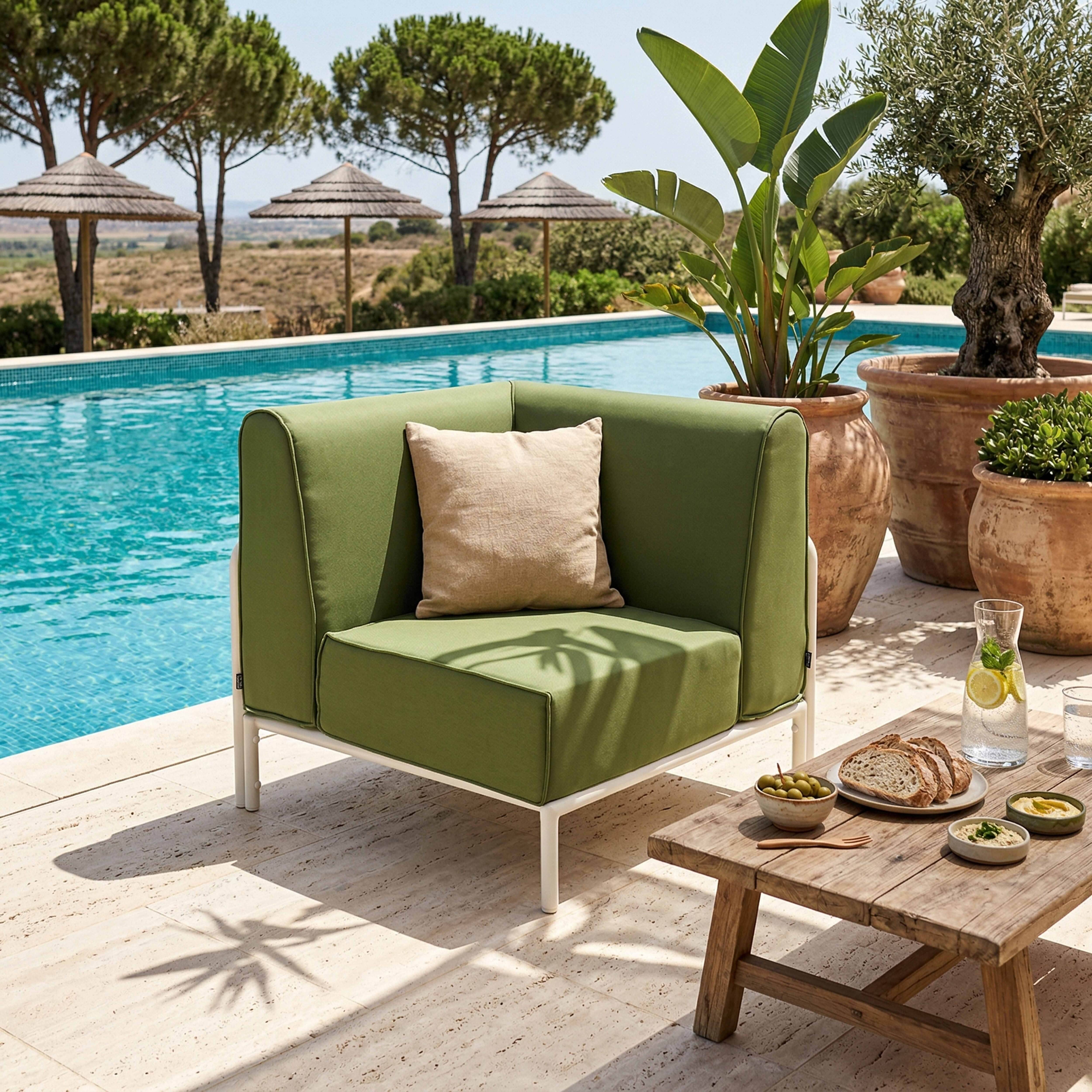 Oviala - Salon de jardin bas modulable uni 3 places vert kaki Patio - Oviala - Image 5