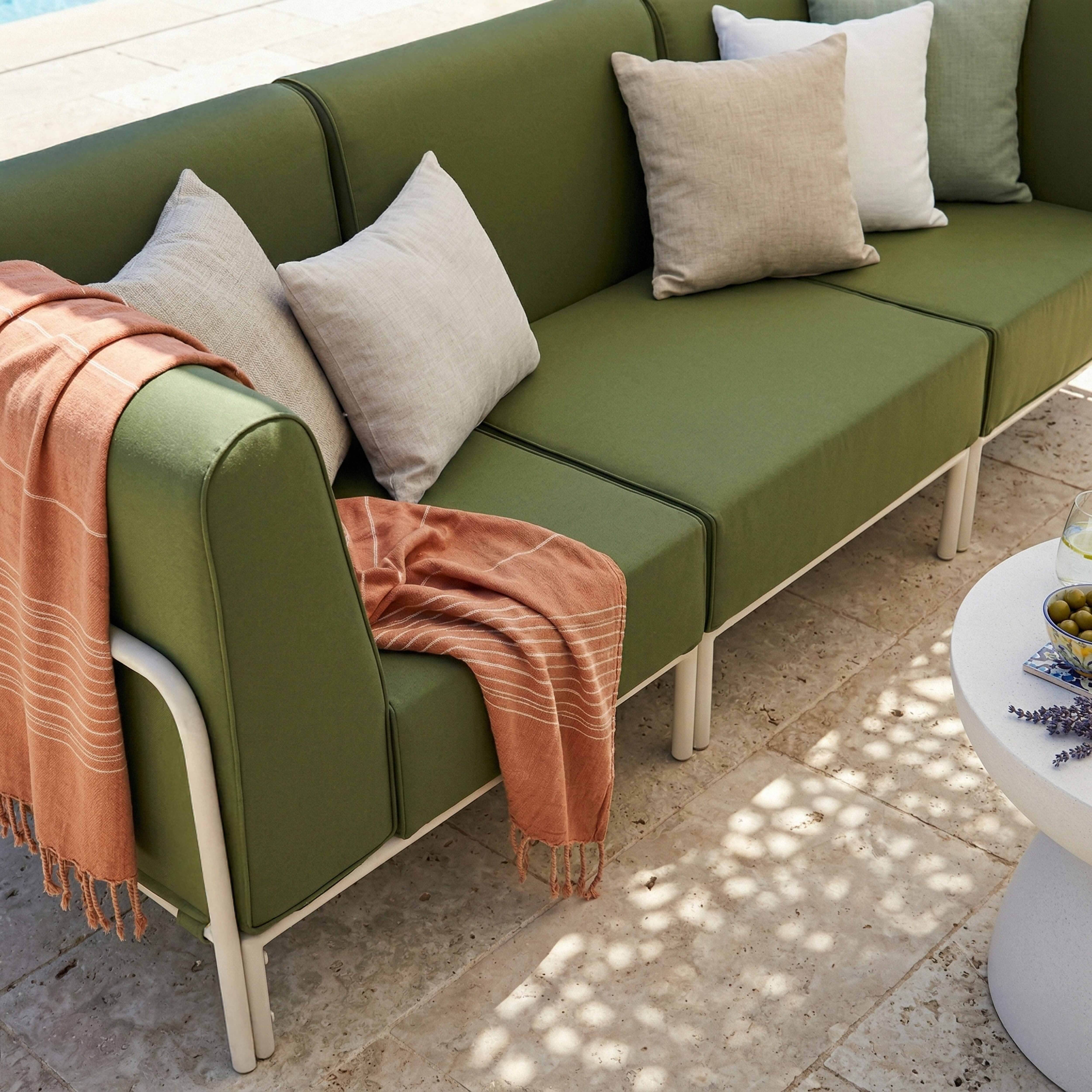 Oviala - Salon de jardin bas modulable uni 3 places vert kaki Patio - Oviala - Image 4