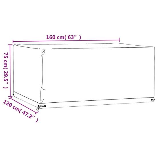 Housse Rectangulaire pour Table de Jardin PE Protection Imperméable Anti-UV Noir 160x120x75 cm – ComfortXL Outdoor Living - Image 9