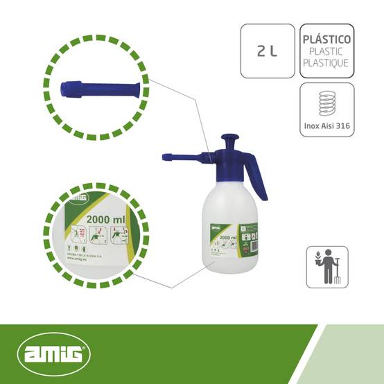 Pulvérisateur pour produits chimiques 2082 - 2 l - Polyéthylène - Blanc/Bleu | Amig - Image 2