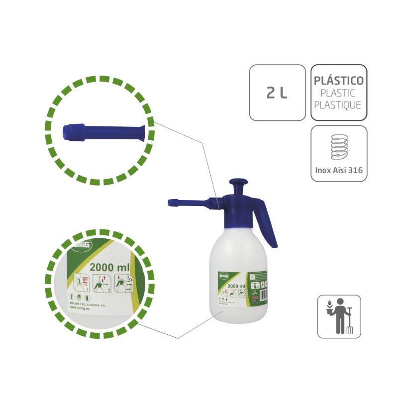 Pulvérisateur pour produits chimiques  2082 - 2 l - Polyéthylène - Blanc/Bleu | Amig - Image 4