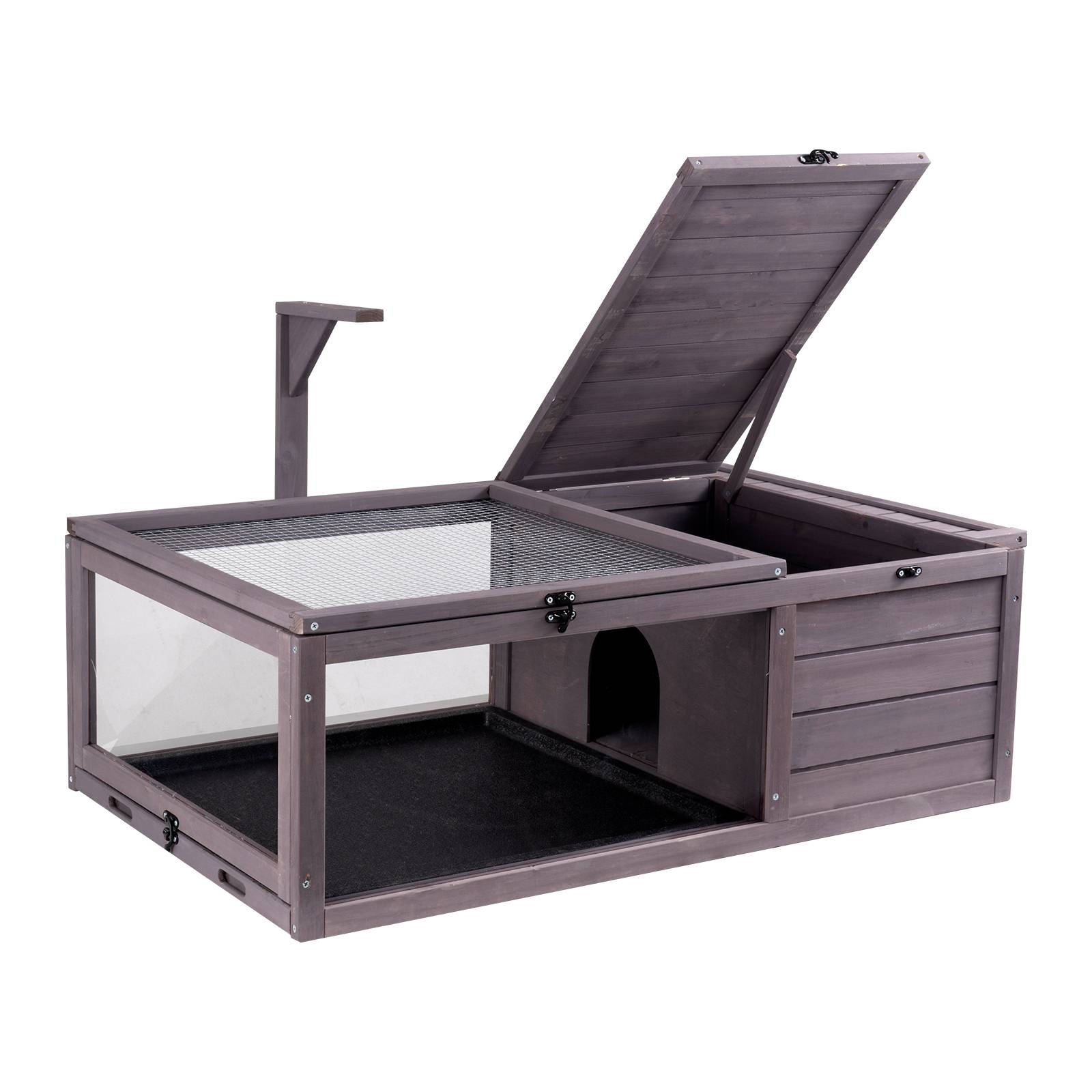 VEVOR Habitat tortue en bois pour intérieur/extérieur, avec support éclairage, 96x61x33cm, pour reptiles. - Image 1