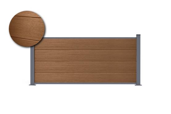 Casanoov Clôture composite Stockhorn 4 m H.90 cm sur plaque finition teck - Image 5