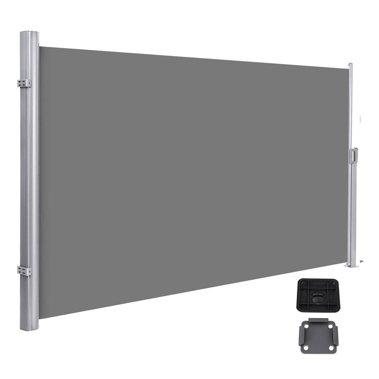 Helloshop26 - Store latéral brise-vue rétractable paravent pare-soleil pour balcon patio terrasse et jardin avec fixation au sol protection de la vie privée 180 x - Image 1