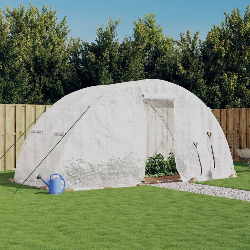 Vidaxl - Serre avec cadre en acier blanc 10 m² 5x2x2,3 m vidaXL 364087 - Image 1