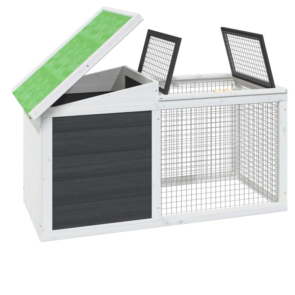 Clapier à lapin en bois de pin avec enclos pour extérieur gris – ComfortXL Outdoor Living - Image 4