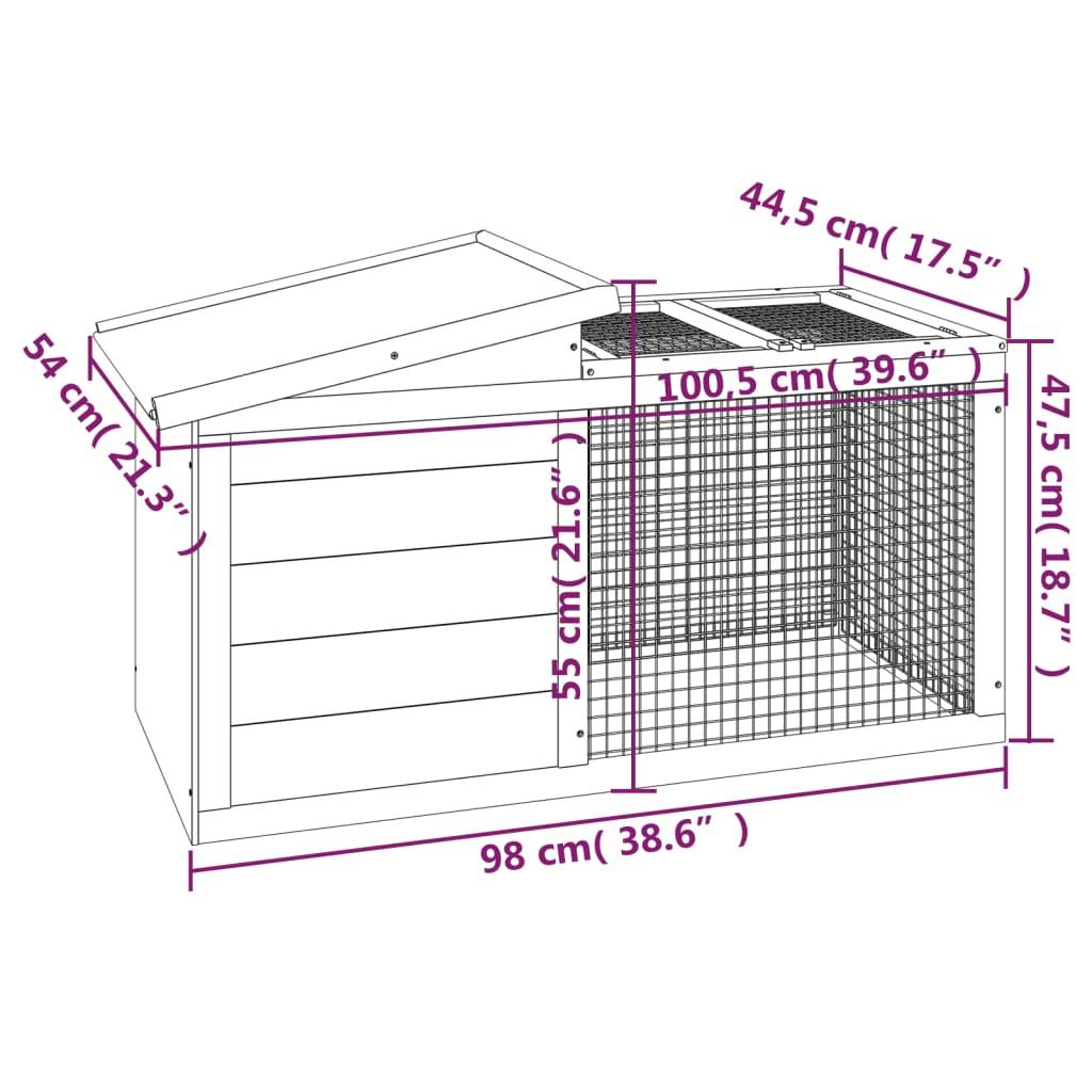 Clapier à lapin en bois de pin avec enclos pour extérieur gris – ComfortXL Outdoor Living - Image 7