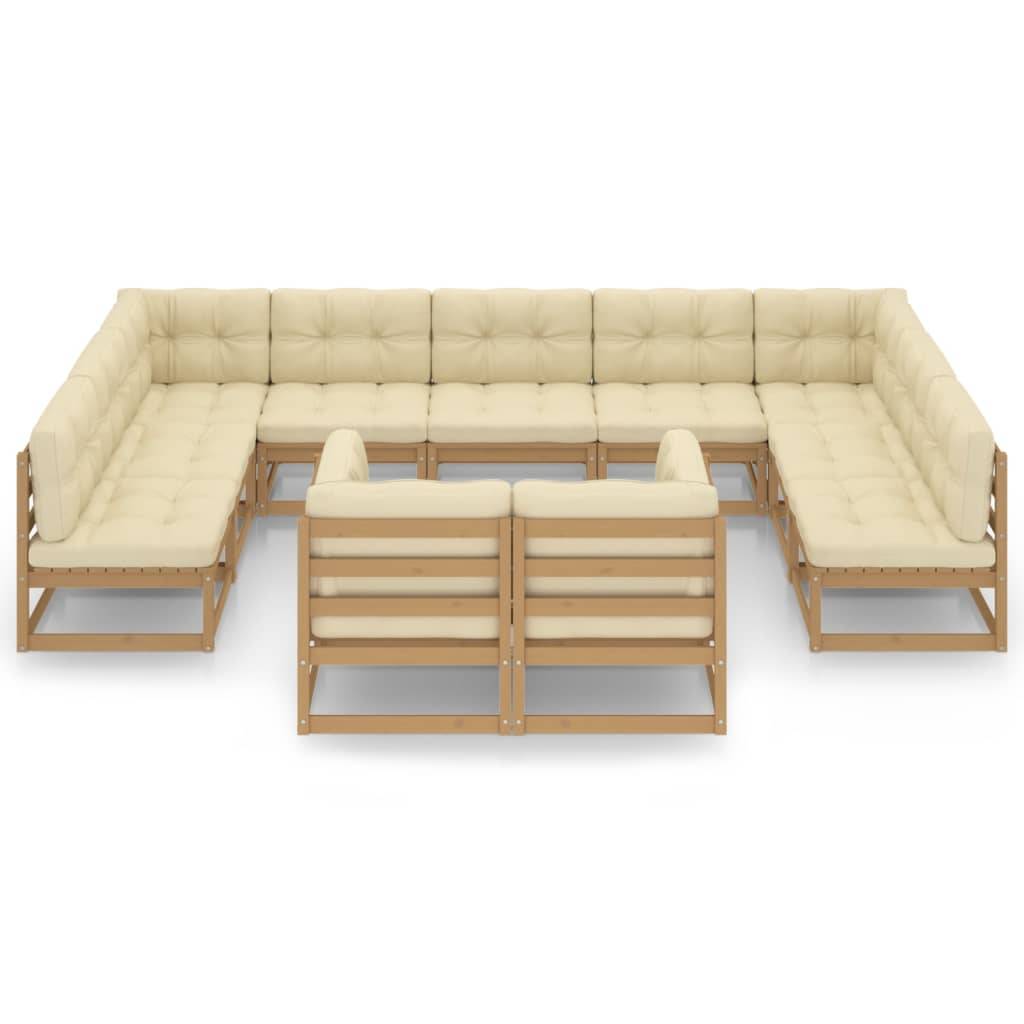 Helloshop26 - Salon de jardin meuble d'extérieur ensemble de mobilier 11 pièces avec coussins marron miel bois de pin - Image 2