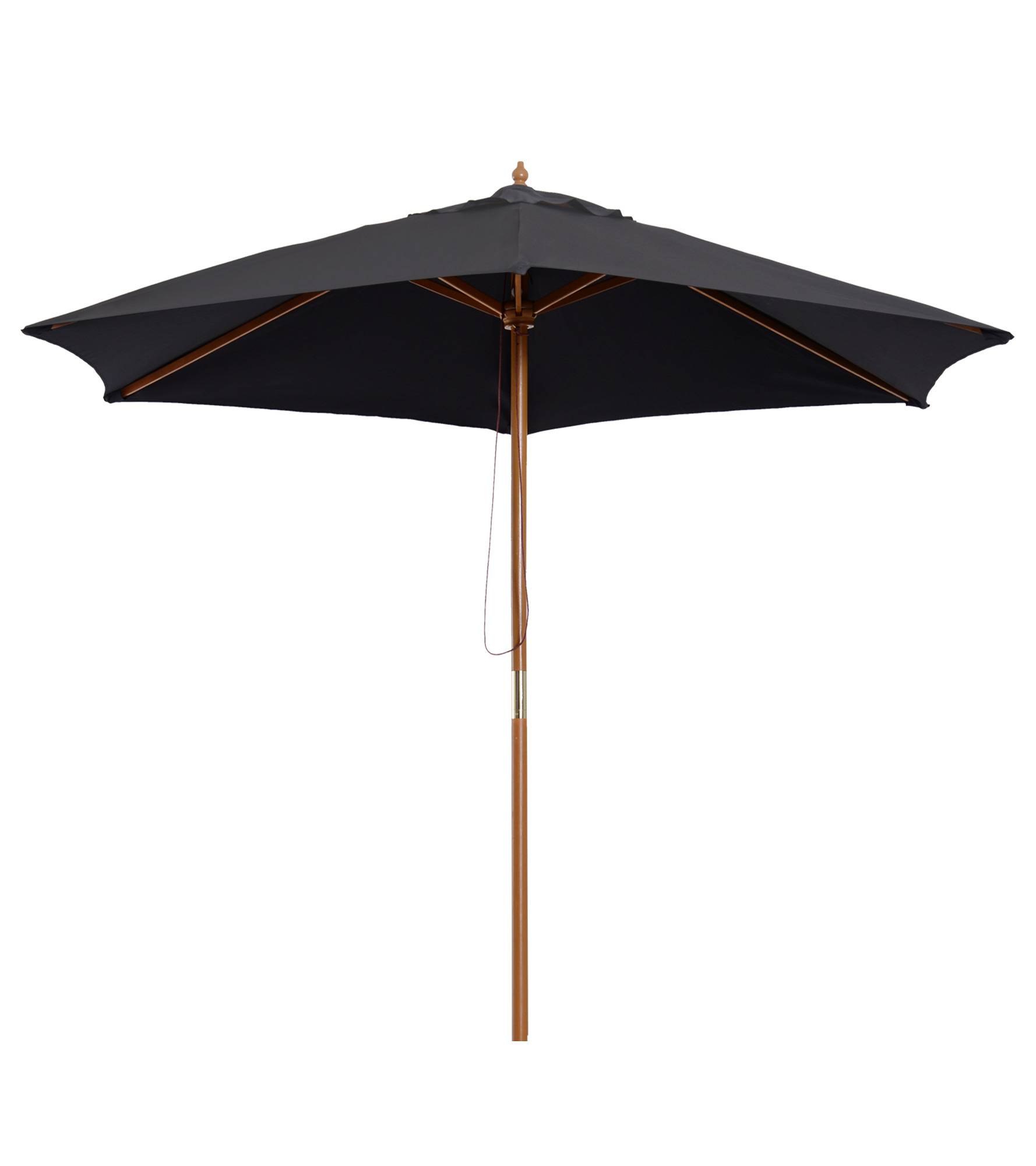 Parasol de jardin extérieur parasol droit double toit Hexagonal - Ø 2,5 x 2,3m Bois Noir fr146 - Image 2
