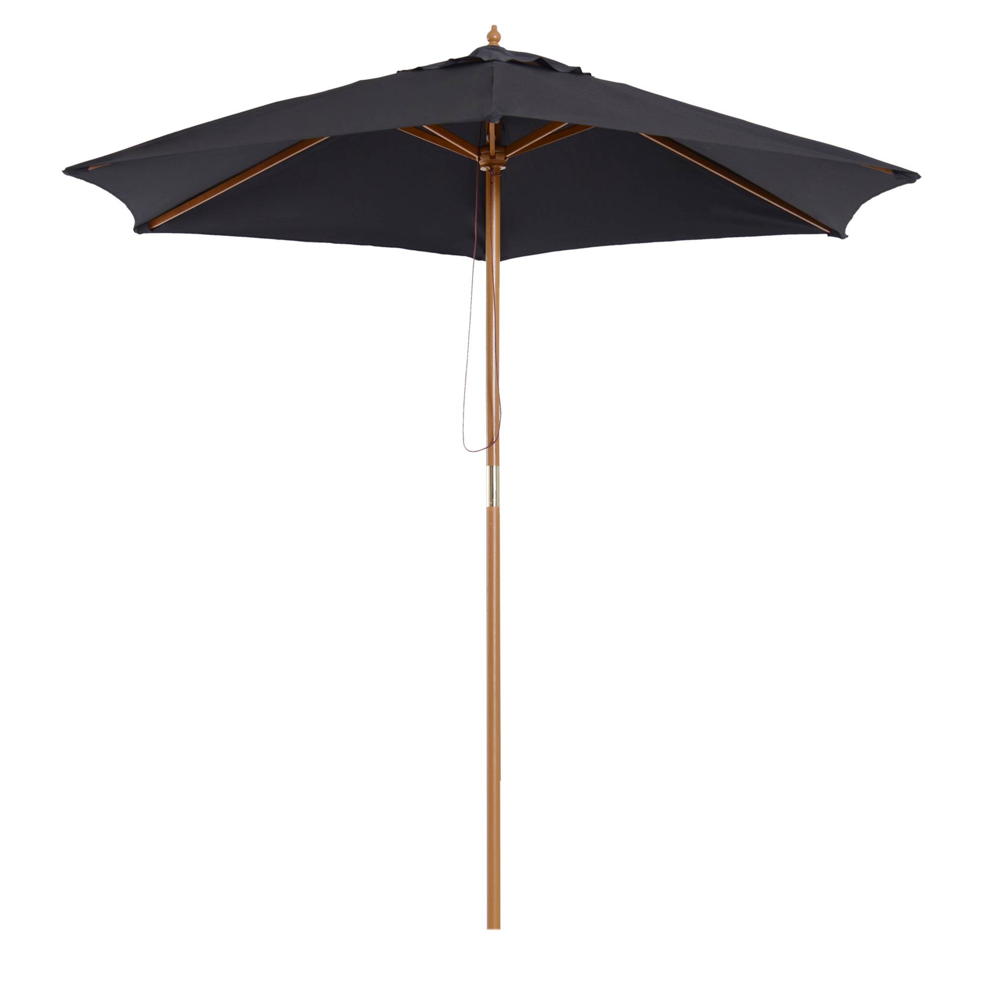 Parasol de jardin extérieur parasol droit double toit Hexagonal - Ø 2,5 x 2,3m Bois Noir fr146 - Image 1