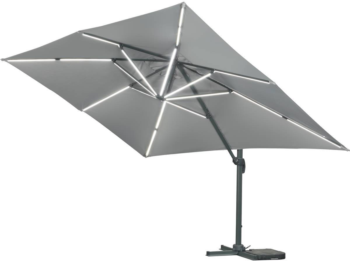 Habitat Et Jardin - Parasol Jardin Déporté Led Alu "sun 3 Luxe" - Carré - 3 X 3 M - Coloris Gris - Dalles Lestées Incluses -habitat Et Jardin - Image 4