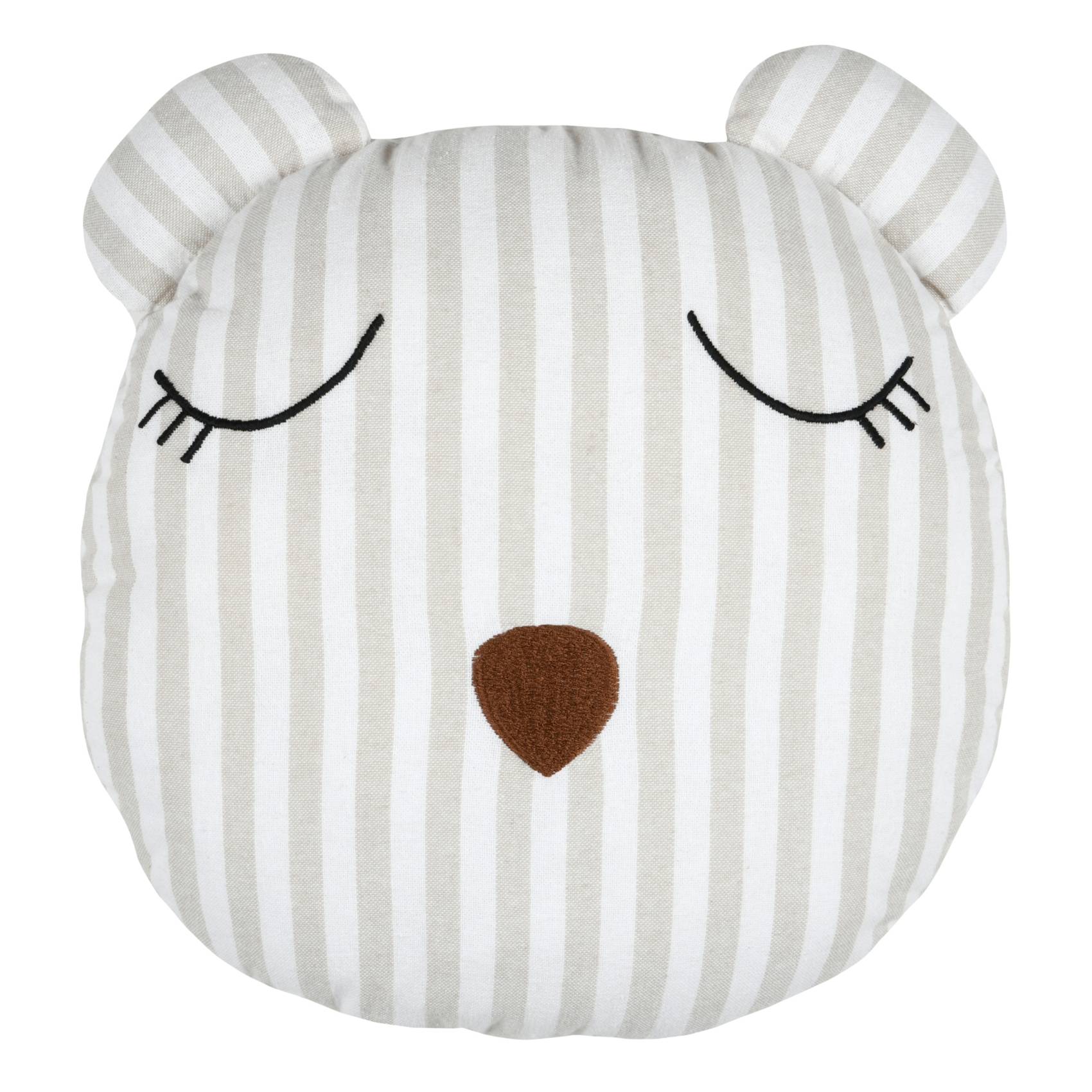 Lovely Casa - Coussin rayé en forme d'ours - LOVELY CASA - Coton - Naturel - Image 1