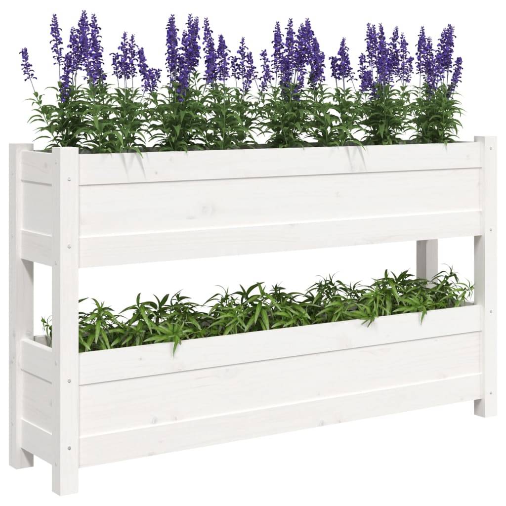 Vidaxl - Jardinière Blanc 112x25x66 cm Bois massif de pin vidaXL 823928 - Image 5