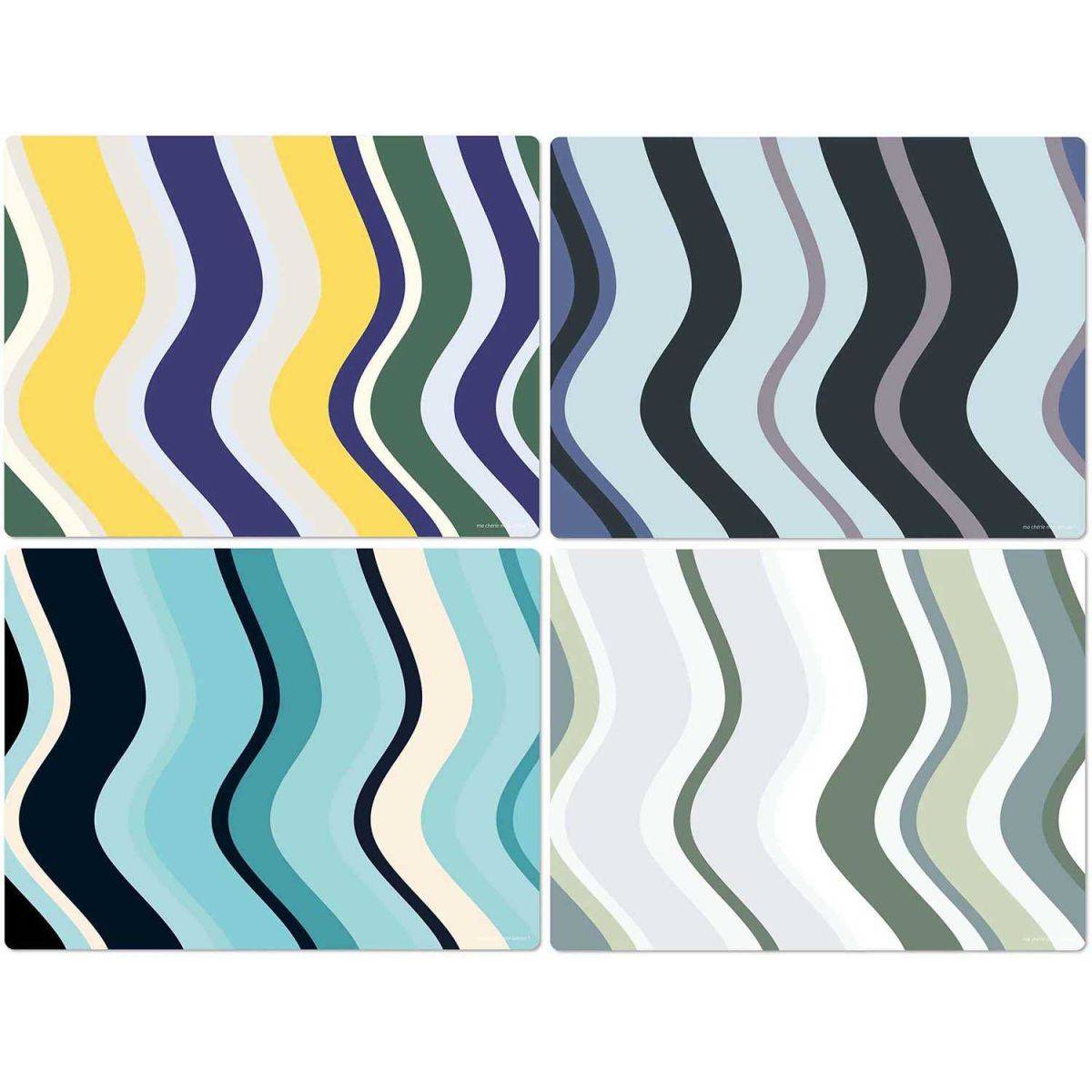 Set de table en vinyle 40 x 30 cm Wave II Lot de 4 sets de table motifs assortis - Image 1