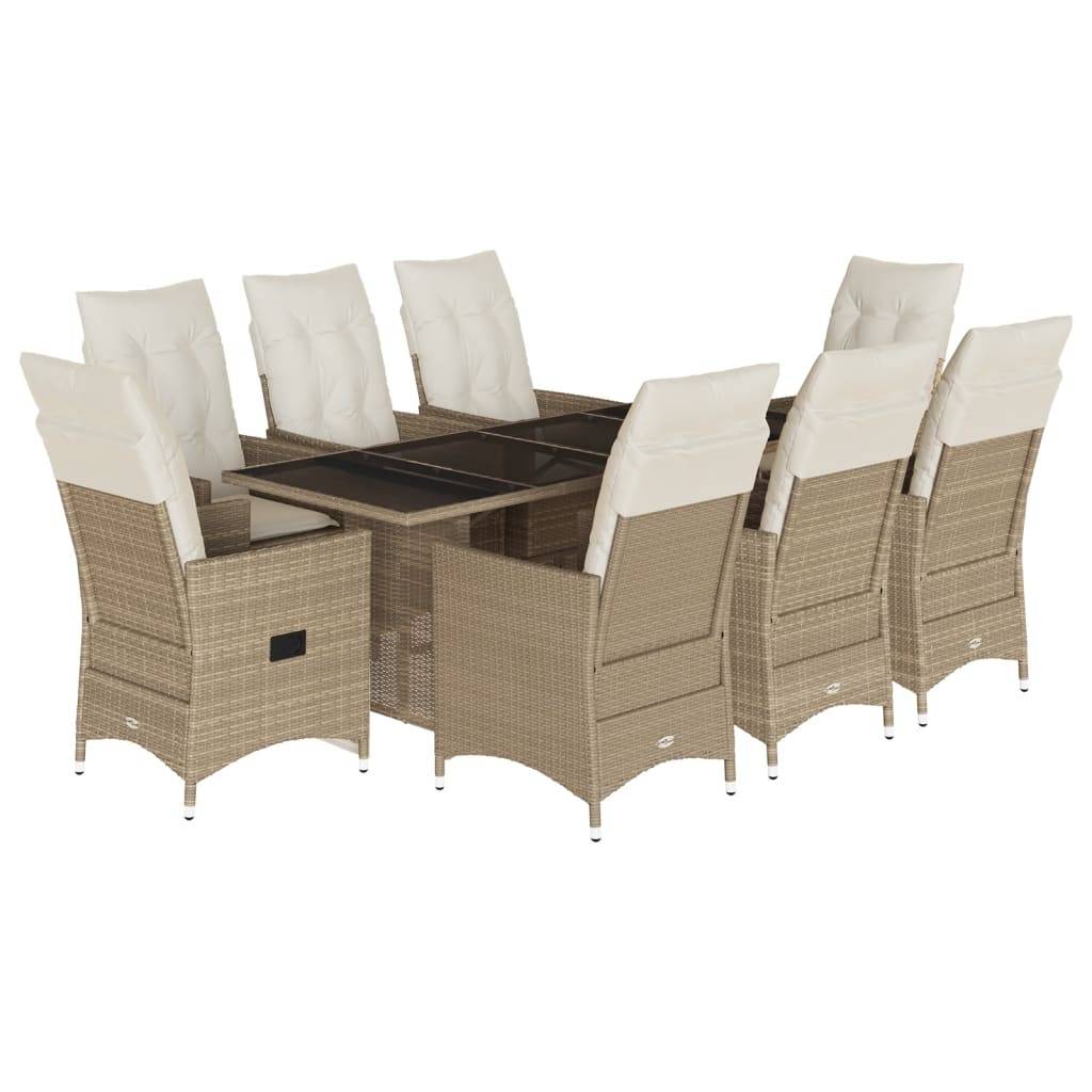Vidaxl - Ensemble à manger de jardin et coussins 9 pcs beige Poly rotin vidaXL 3276810 - Image 2