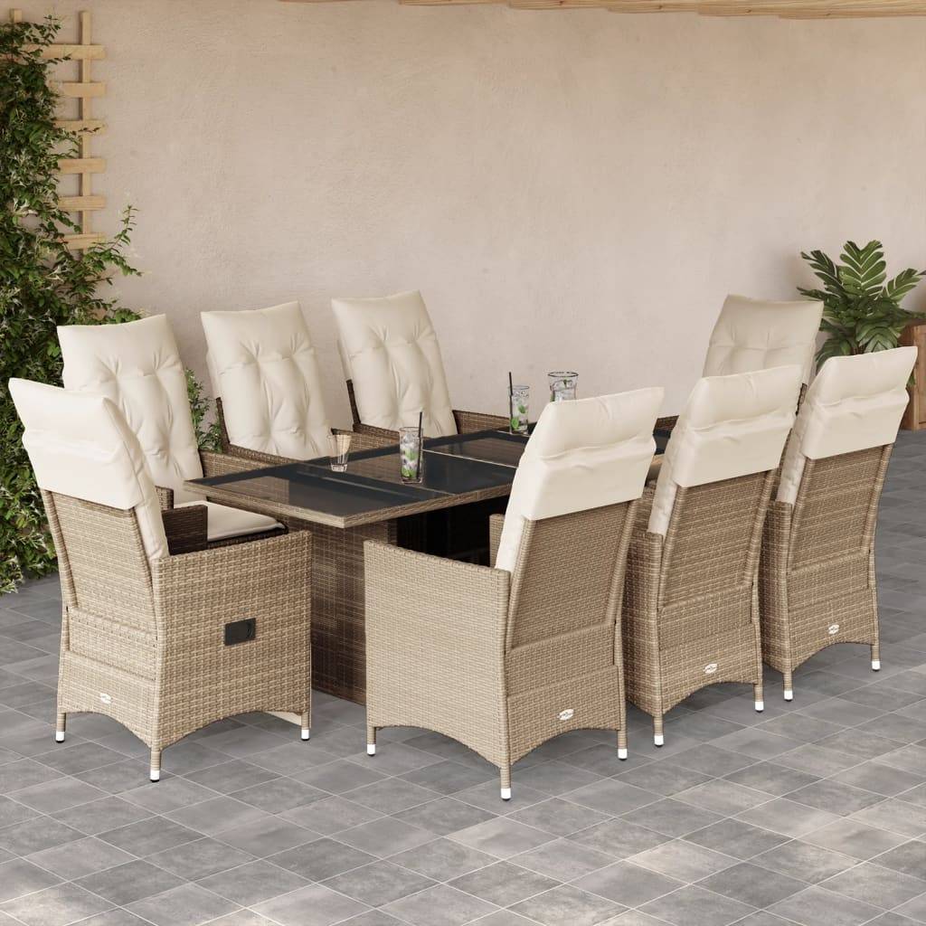 Vidaxl - Ensemble à manger de jardin et coussins 9 pcs beige Poly rotin vidaXL 3276810 - Image 1