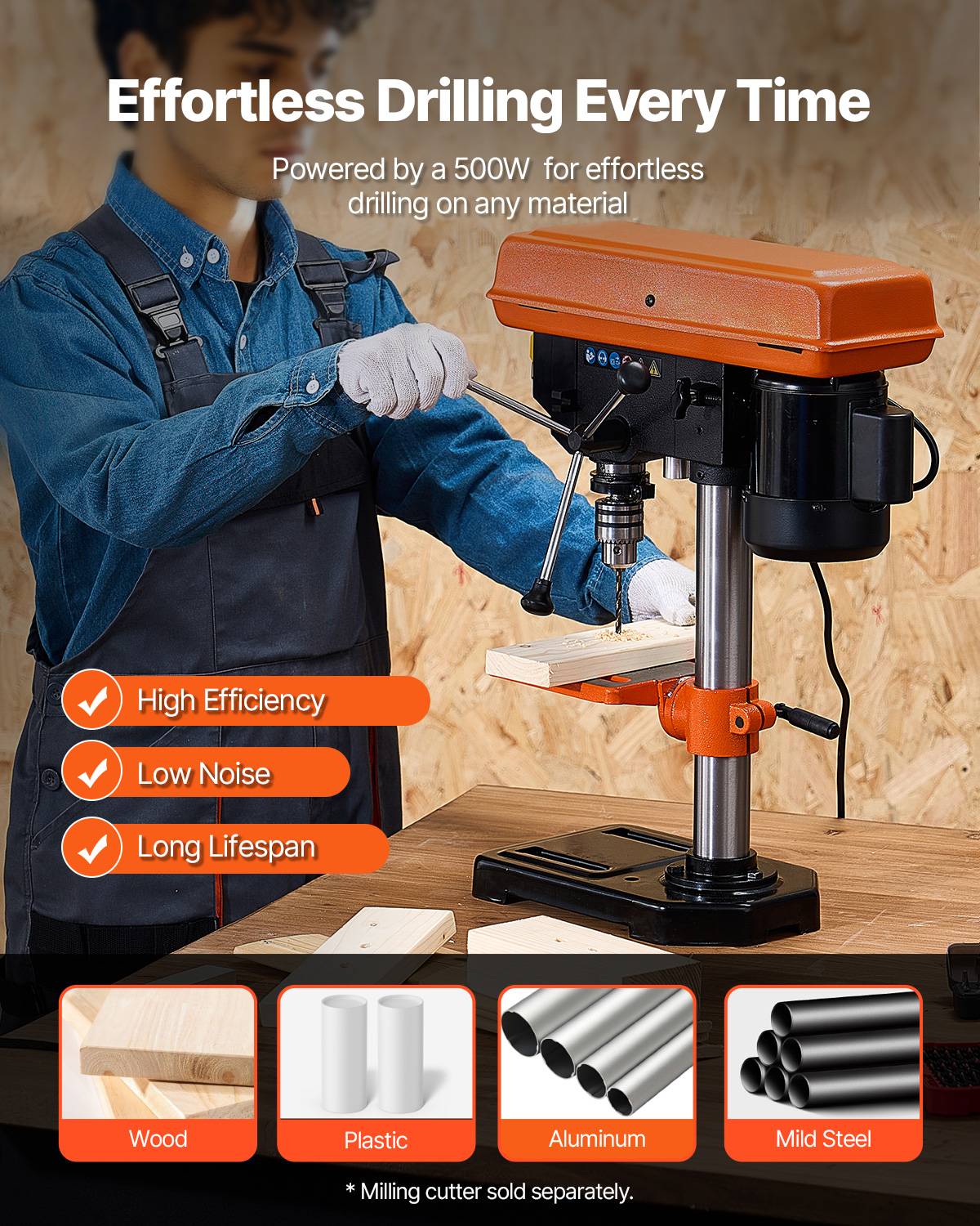 Vevor - VEVOR Perceuse Colonne d'Établi 203,2 mm 500 W 500-2500 tr/min Table Inclinable - Image 2