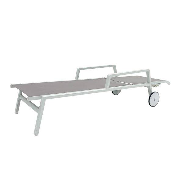 Bain de soleil DINA en aluminium blanc et textilène gris Beau Rivage - Image 5