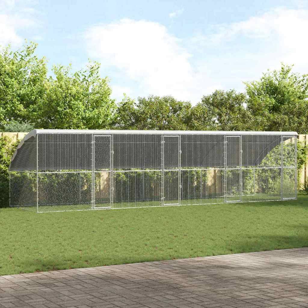 Volière extérieure 8x2m acier galvanisé parc grillagé avec toit étanche – ComfortXL Outdoor Living - Image 1