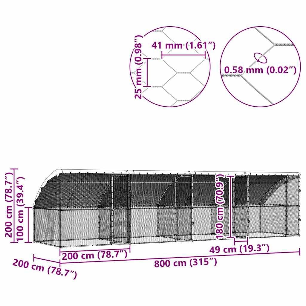 Volière extérieure 8x2m acier galvanisé parc grillagé avec toit étanche – ComfortXL Outdoor Living - Image 10