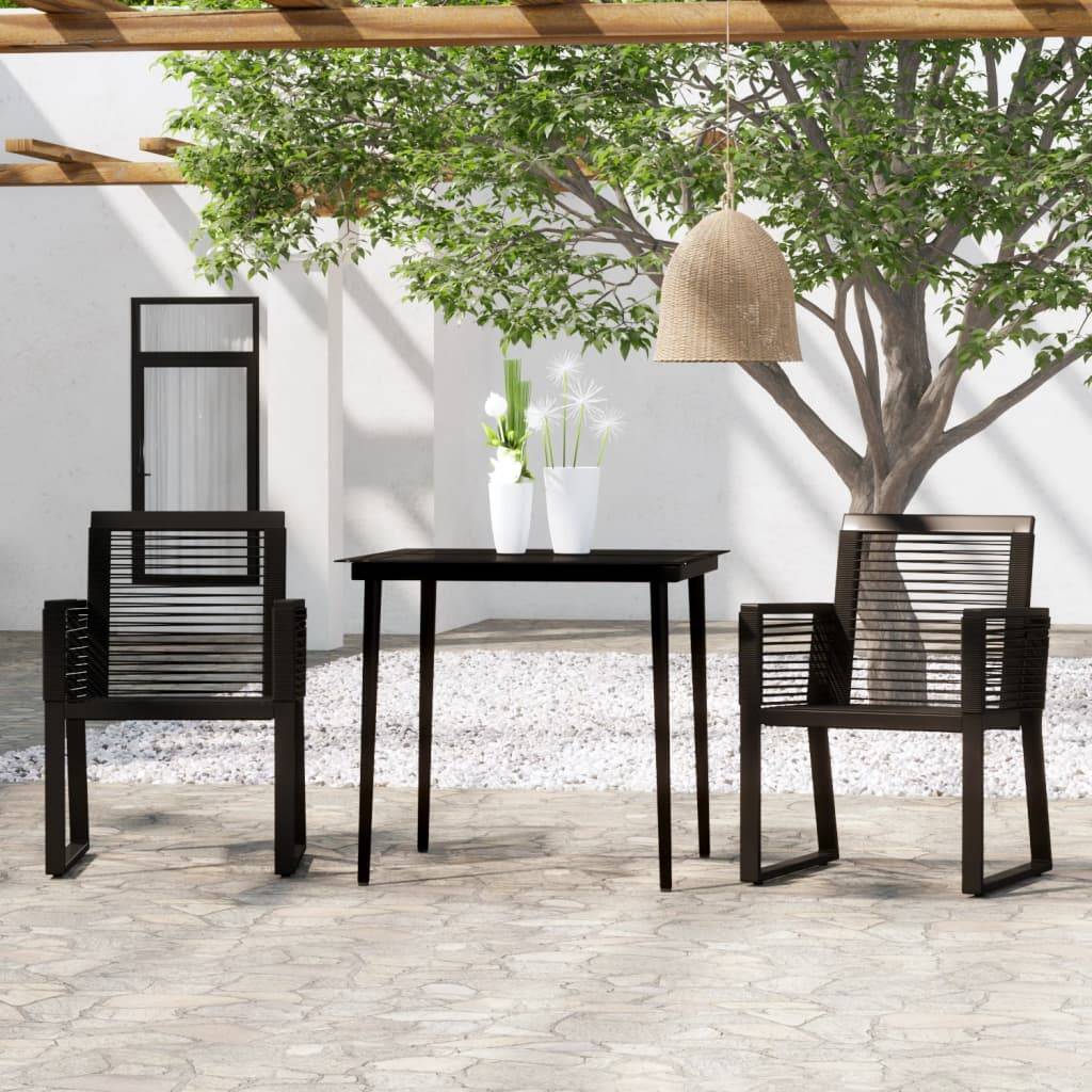 Ensemble Repas 2P Rotin PVC et Acier pour Balcon Terrasse Noir – ComfortXL Outdoor Living - Image 1