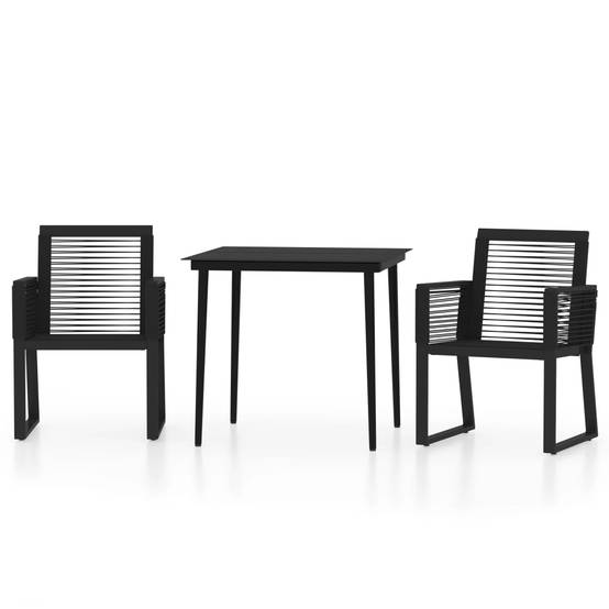 Ensemble Repas 2P Rotin PVC et Acier pour Balcon Terrasse Noir – ComfortXL Outdoor Living - Image 2