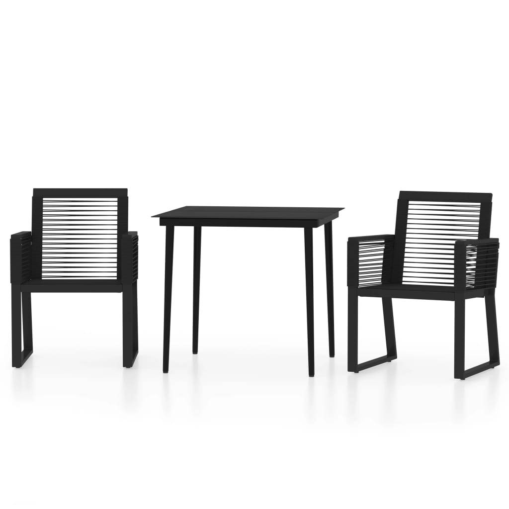 Ensemble Repas 2P Rotin PVC et Acier pour Balcon Terrasse Noir – ComfortXL Outdoor Living - Image 2